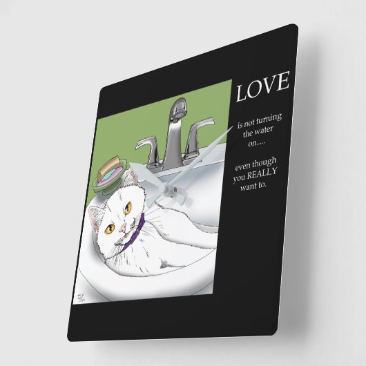 Bathroom Sink Cat Quadratische Wanduhr (Winkel)