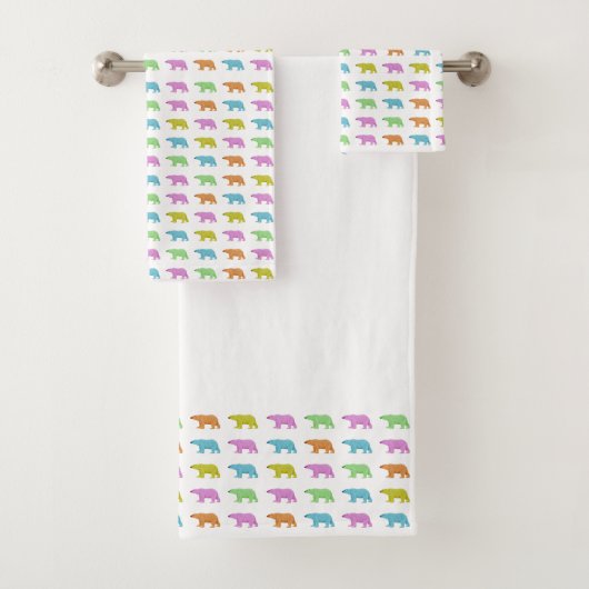 Bathroom Towel Set - Polar Bear Pattern (Insitu)