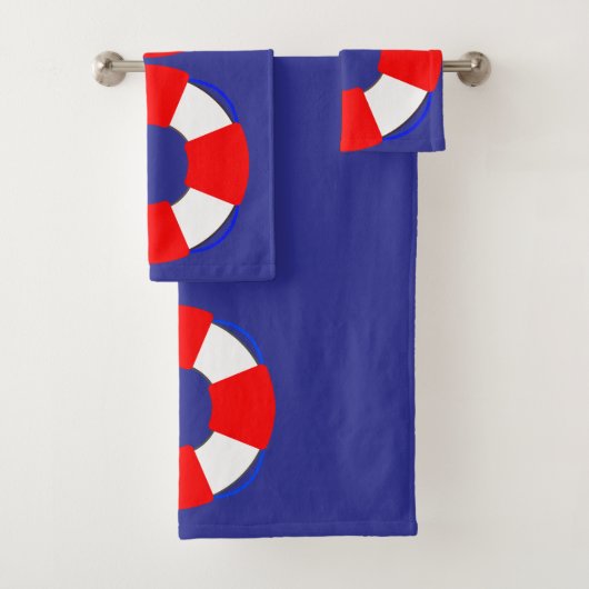 Bathroom Towel Set with Nautical Design (Insitu)