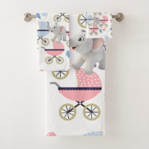 Bathroom Towel Sets Baby Stroller Elephant Pink