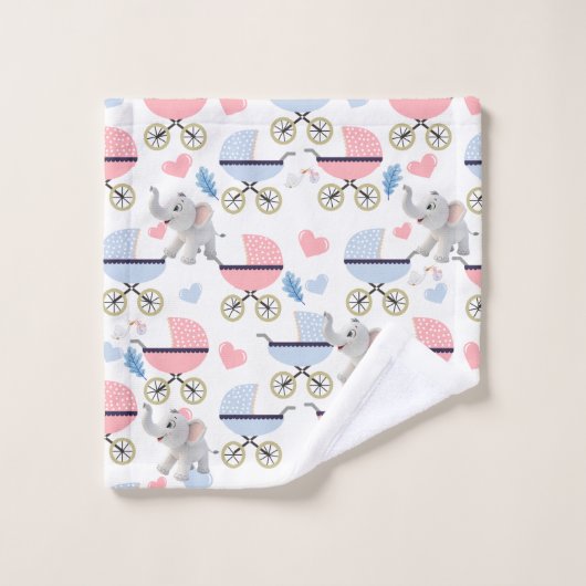 Bathroom Towel Sets Baby Stroller Elephant Pink (Waschlappen)