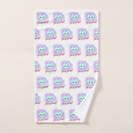 Bathroom Towel Sets Valentine's Day Cat Be Mine (Handtuch)