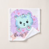 Bathroom Towel Sets Valentine's Day Cat Be Mine (Waschlappen)