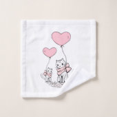 Bathroom Towel Sets Valentine's Day Cat Pink Heart (Waschlappen)