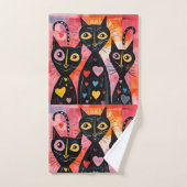 Bathroom Towel Sets Valentine's Day Cat Red Heart (Handtuch)