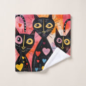 Bathroom Towel Sets Valentine's Day Cat Red Heart (Waschlappen)