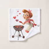 Bathroom Towel Sets Valentine's Day Cooking Hearts (Waschlappen)
