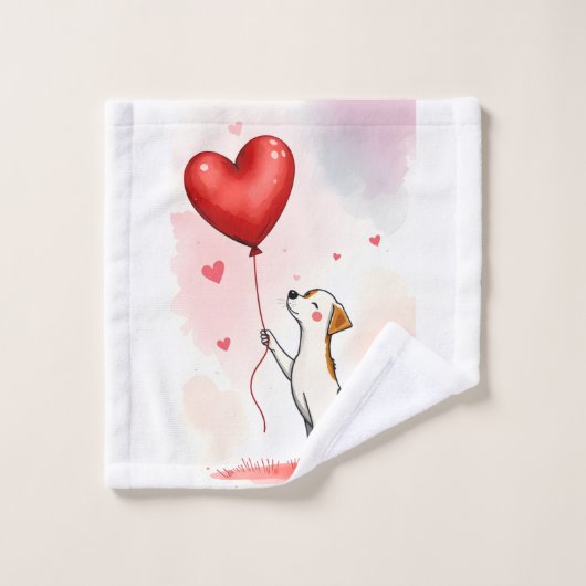 Bathroom Towel Sets Valentine's Day Dog Red Heart (Waschlappen)