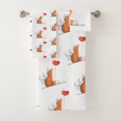 Bathroom Towel Sets Valentine's Day Foxy Red Heart (Insitu)
