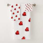 Bathroom Towel Sets Valentine's Day Red Hearts  (Insitu)