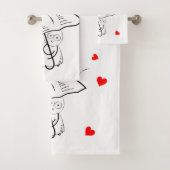 Bathroom Towel Sets Valentine's Day UmbrellaHearts (Insitu)