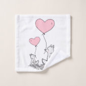 Bathroom Towel Sets Valentine's Foxy Pink Hearts (Waschlappen)