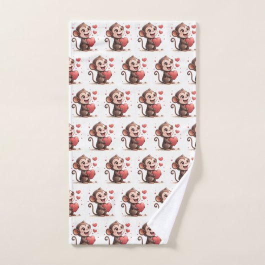 Bathroom Towel Sets Valentine's Monkey Red Heart (Handtuch)