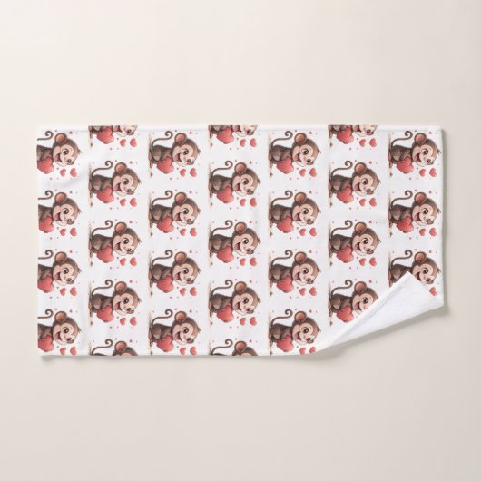 Bathroom Towel Sets Valentine's Monkey Red Heart (Handtuch)