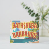 Bathsheba Barbados Vintages Urlaubsplakat Postkarte (Stehend Vorderseite)