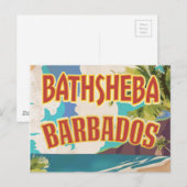 Bathsheba Barbados Vintages Urlaubsplakat Postkarte (Vorne/Hinten)