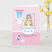 Bathtime Bear Grußkarte Karte (Gelbe Blume)