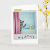 Bathtime Gray Cat Funny Birthday Card Karte (Gelbe Blume)