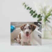 Bathtime Puppy in Sink Postcard Postkarte (Stehend Vorderseite)