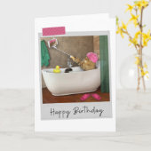 Bathtime Selfie Cat Funny Birthday Card Karte (Gelbe Blume)
