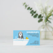 Bathtub Dog | Pet Grooming | Bearded Collie Busine Visitenkarte (Stehend Vorderseite)
