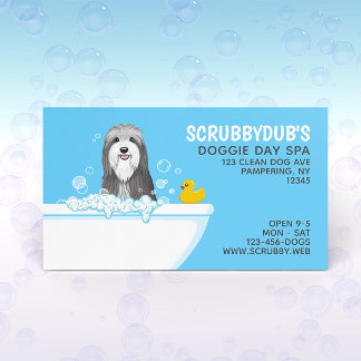 Bathtub Dog | Pet Grooming | Bearded Collie Busine Visitenkarte