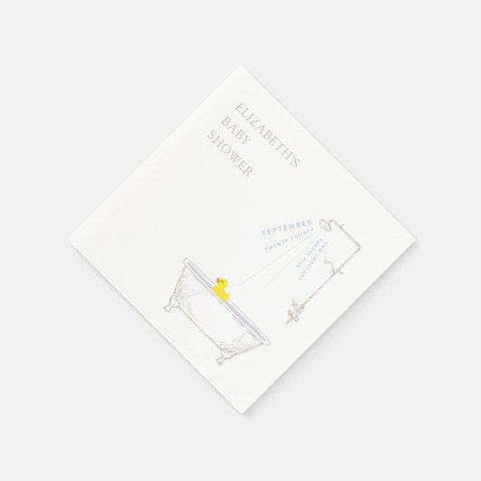 Bathtub Rubber Duck Baby Shower Gender Neutral Serviette (Ecke)