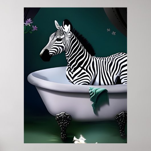 Bathtub Zebra Poster (Vorne)
