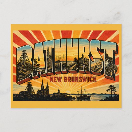 Bathurst New Brunswick Küstenbergbau-Stadt Postkarte (Vorderseite)