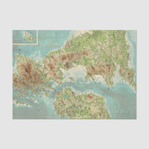 Bathyorographical Karte der britischen Inseln Seidenpapier