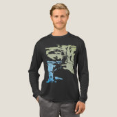 Batik-ähnliches Strandblau-Muster Tri-Blend Shirt (Volle Vorderseite)