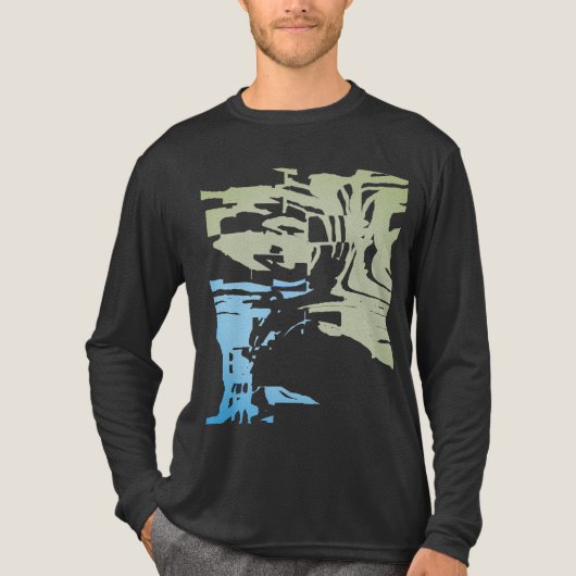 Batik-ähnliches Strandblau-Muster Tri-Blend Shirt (Vorderseite)