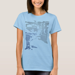 Batik-ähnliches tropisches Strand-Grau-Schieferbla T-Shirt