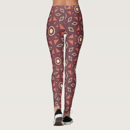 Batik Beige Brown Minimal Muster Leggings (Rückseite)