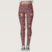 Batik Beige Brown Minimal Muster Leggings (Vorderseite)