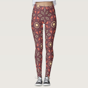 Batik Beige Brown Minimal Muster Leggings