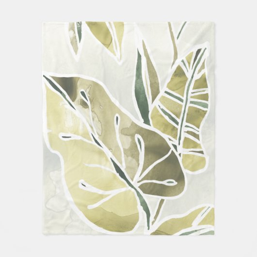 Batik-Blätter Fleecedecke (Vorderseite)