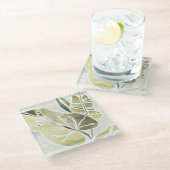 Batik-Blätter Glasuntersetzer (Schrägansicht)