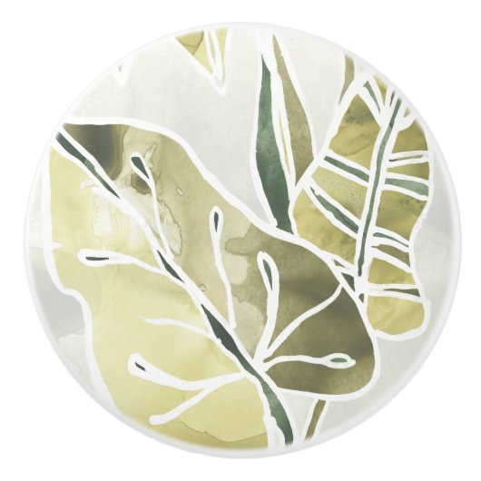 Batik-Blätter Keramikknauf (Vorderseite)