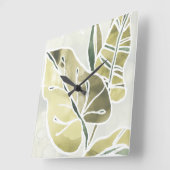 Batik-Blätter Quadratische Wanduhr (Winkel)