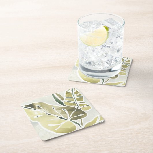 Batik-Blätter Rechteckiger Pappuntersetzer (Vor Ort)