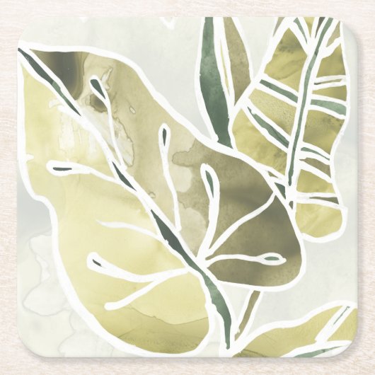 Batik-Blätter Rechteckiger Pappuntersetzer (Vorderseite)