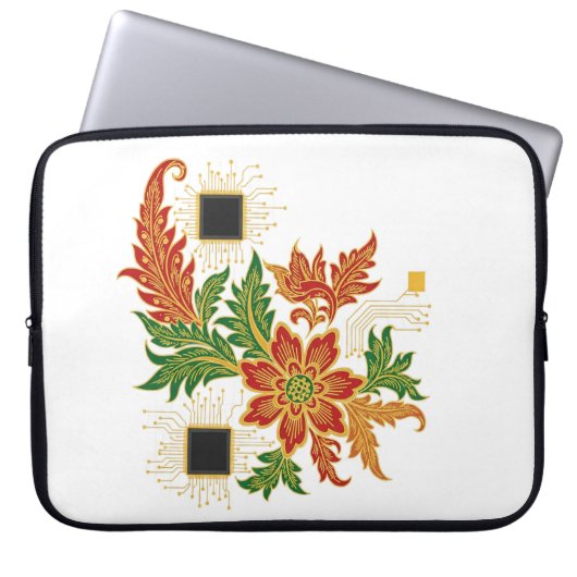 Batik Bloom & CPU Laptopschutzhülle (Vorderseite)