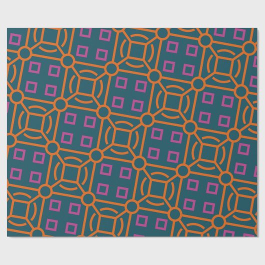 Batik Blue Orange Minimal Muster Geschenkpapier (Flach)