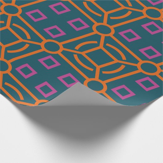 Batik Blue Orange Minimal Muster Geschenkpapier (Ecke)