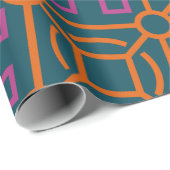 Batik Blue Orange Minimal Muster Geschenkpapier (Rolleneckpunkt)