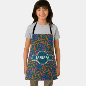 Batik Blue Orange Minimal Muster Schürze (Insitu)