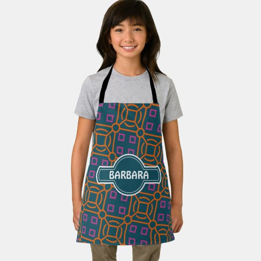 Batik Blue Orange Minimal Muster Schürze (Insitu)