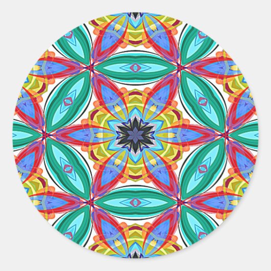 Batik-Blume-Mandalform Runder Aufkleber (Vorderseite)