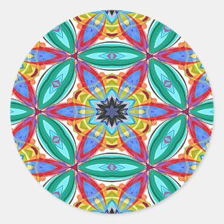 Batik-Blume-Mandalform Runder Aufkleber